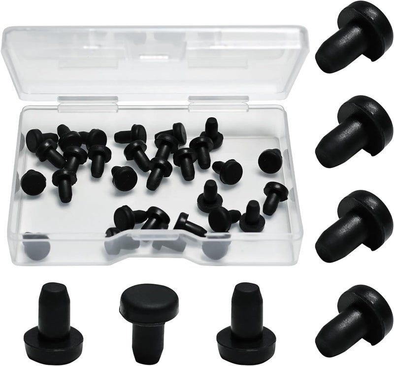 BOPOREAE 30 Pcs 3.3 mm/1/8 in Silicone Rubber Plug for 3.3 mm Small Round Holes, Waterproof T Type Rubber Stoppers, Soft Flexible Bottle Seal Plugs Tube Pipe End Caps Inserts Bathtub Jet Cover, Black - Image 1